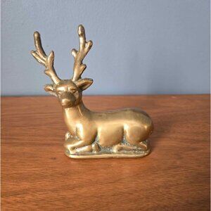 Vintage Brass Sitting Reindeer